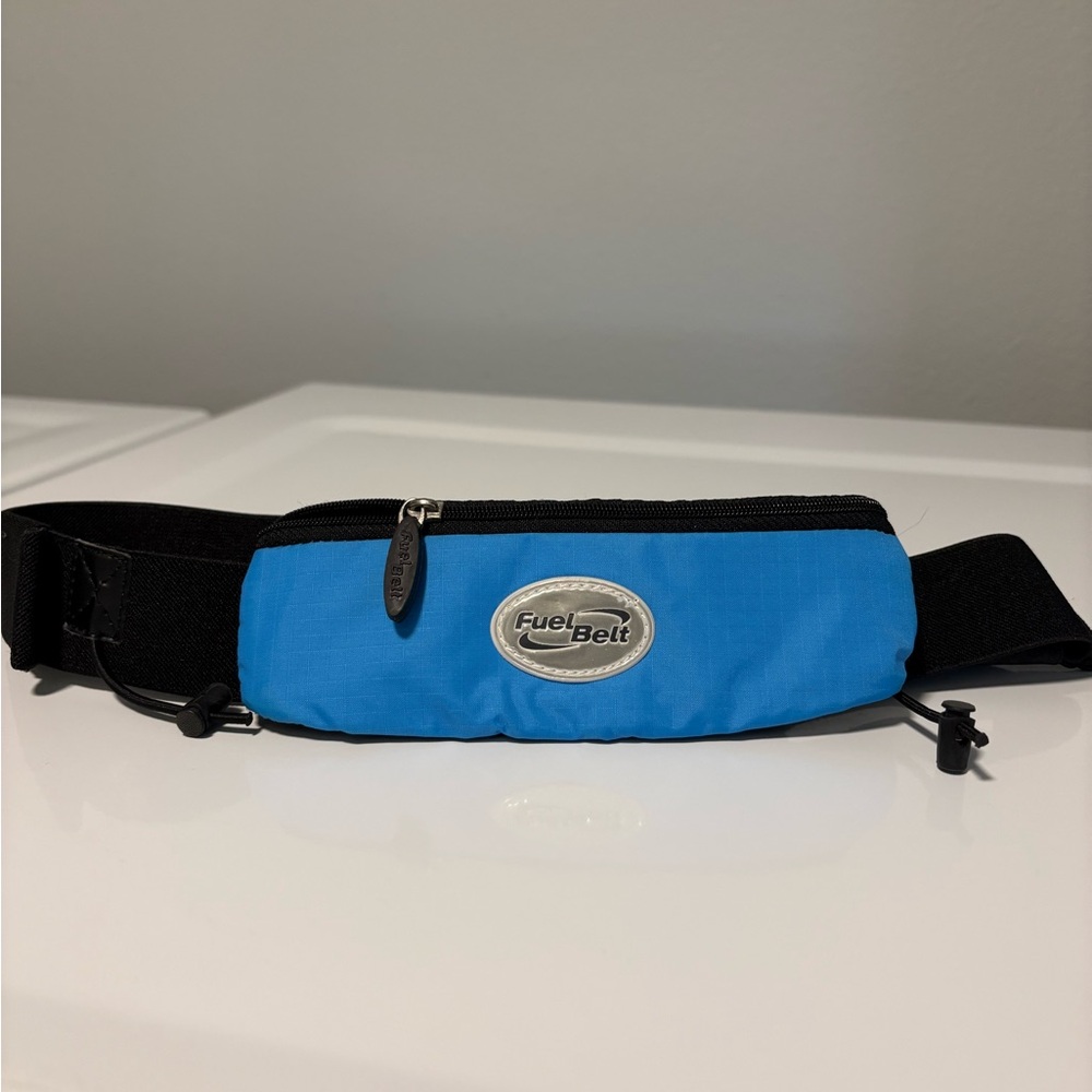 Fuel Belt Go-Go Race Number Belt Zip Pocket Bib Running Triathlon Blue